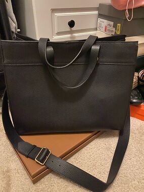 Mark and Graham Black Leather Tote Bag